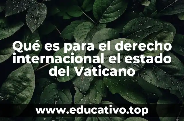 Qué es para el derecho internacional el estado del Vaticano
