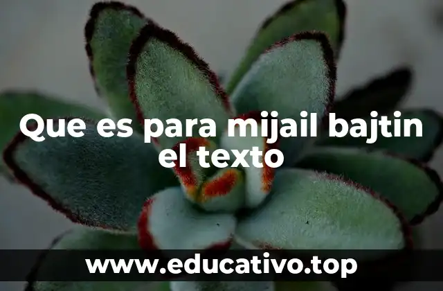 Que es para mijail bajtin el texto