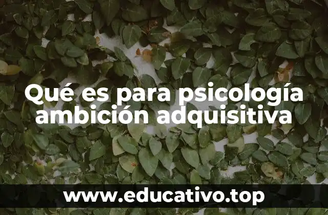 Qué es para psicología ambición adquisitiva