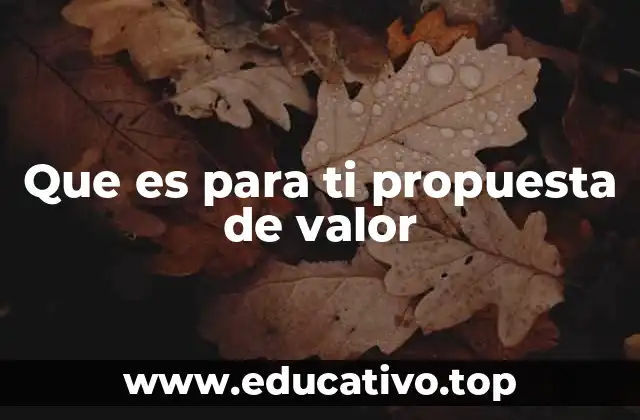 Que es para ti propuesta de valor