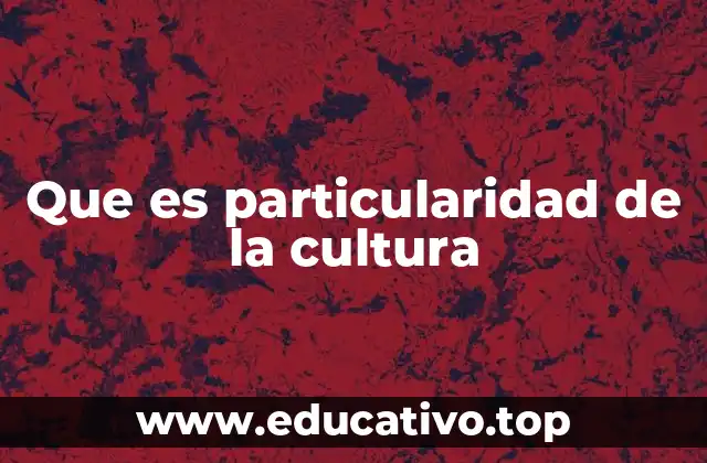 Que es particularidad de la cultura