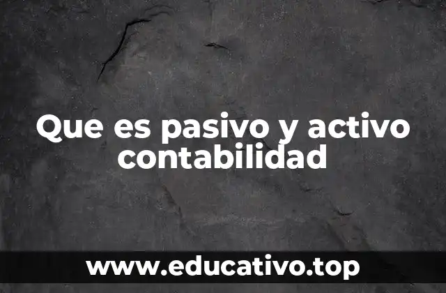 Que es pasivo y activo contabilidad