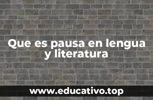 Que es pausa en lengua y literatura