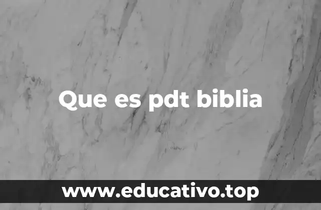 Que es pdt biblia