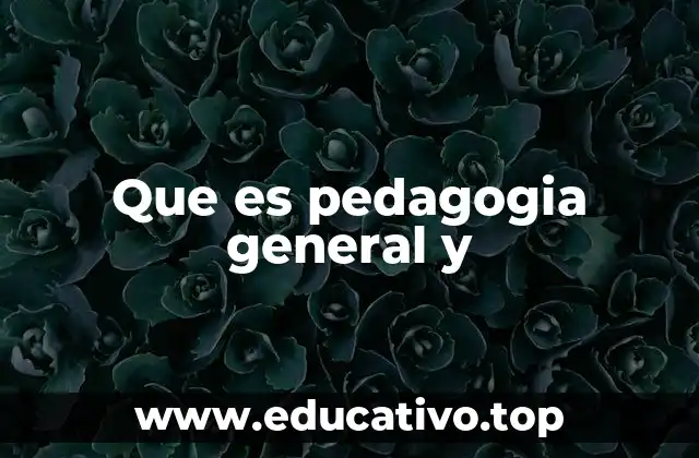 Que es pedagogia general y