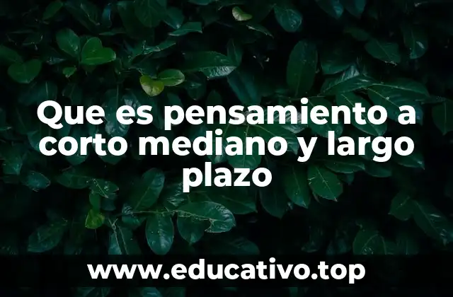 Que es pensamiento a corto mediano y largo plazo