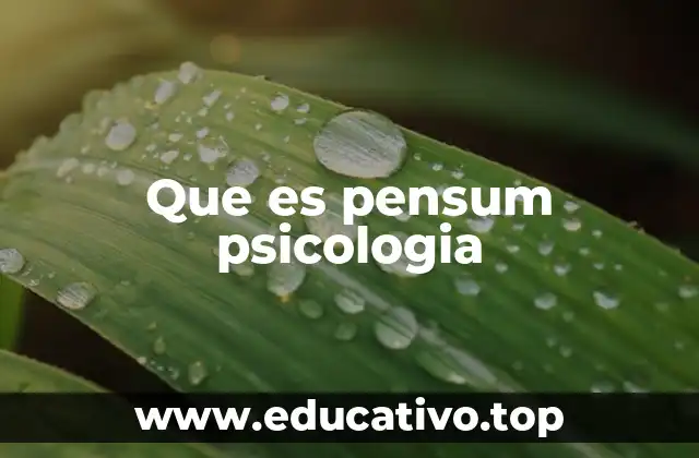 Que es pensum psicologia