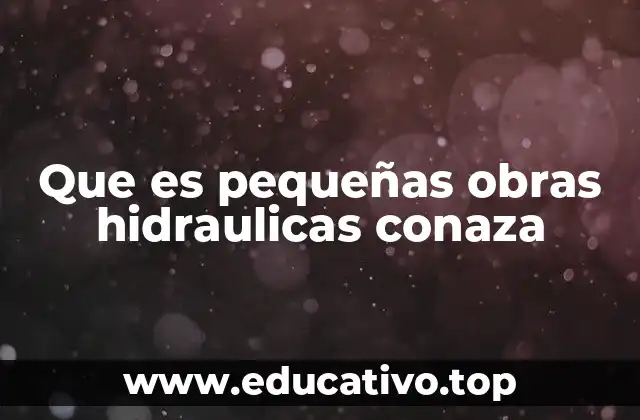 Que es pequeñas obras hidraulicas conaza