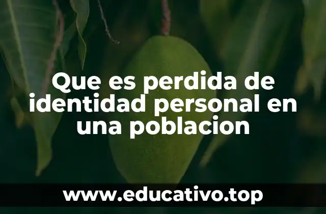 Que es perdida de identidad personal en una poblacion