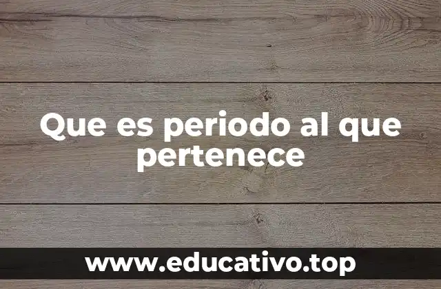 Que es periodo al que pertenece