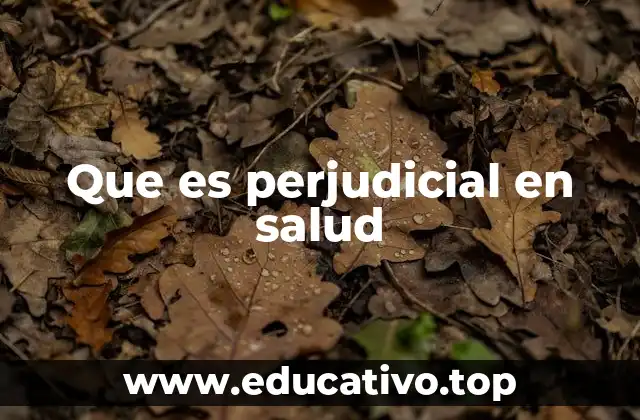 Que es perjudicial en salud