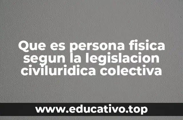 Que es persona fisica segun la legislacion civiluridica colectiva