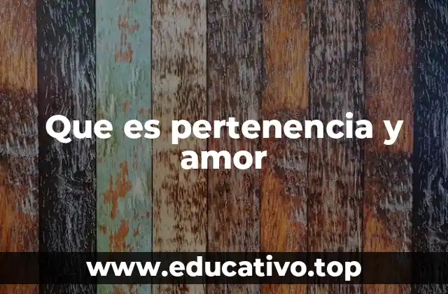 Que es pertenencia y amor