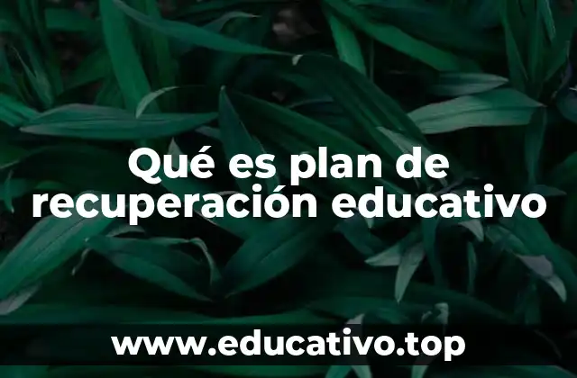 Qué es plan de recuperación educativo