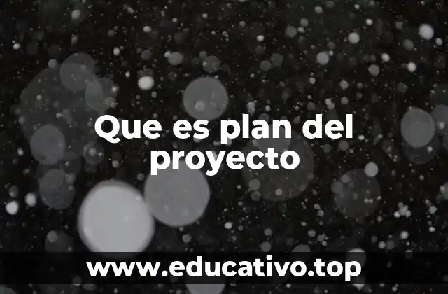Que es plan del proyecto