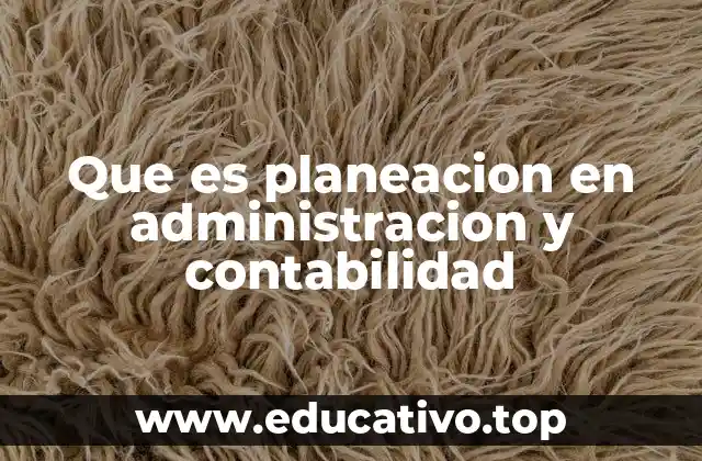 Que es planeacion en administracion y contabilidad