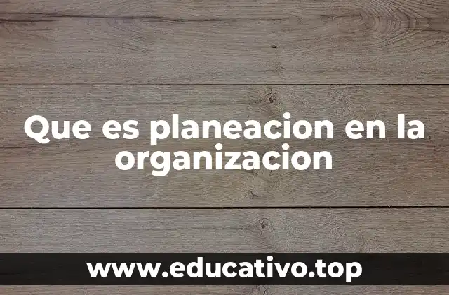 Que es planeacion en la organizacion