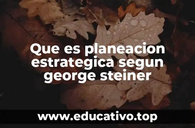 Que es planeacion estrategica segun george steiner