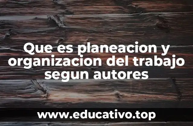 Que es planeacion y organizacion del trabajo segun autores