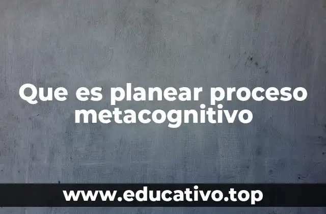 Que es planear proceso metacognitivo