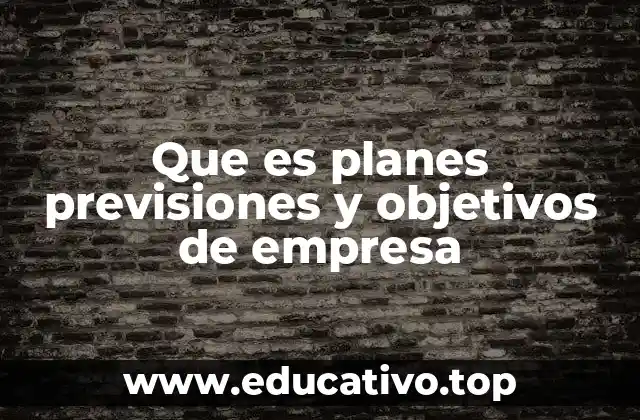 Que es planes previsiones y objetivos de empresa