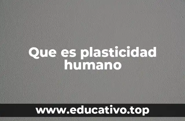 Que es plasticidad humano