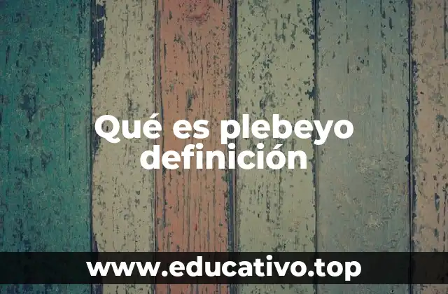 Qué es plebeyo definición