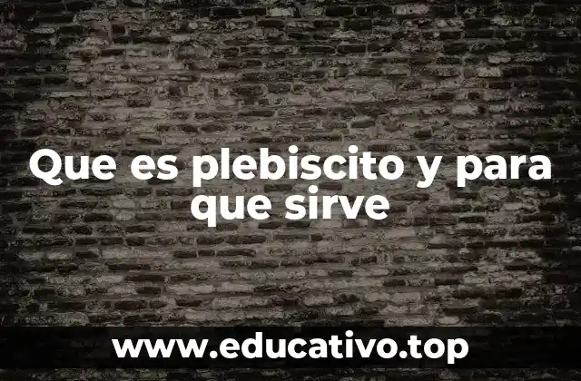 Que es plebiscito y para que sirve