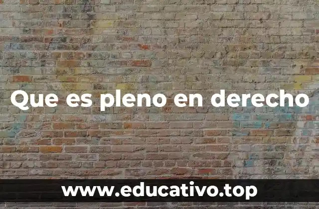 Que es pleno en derecho