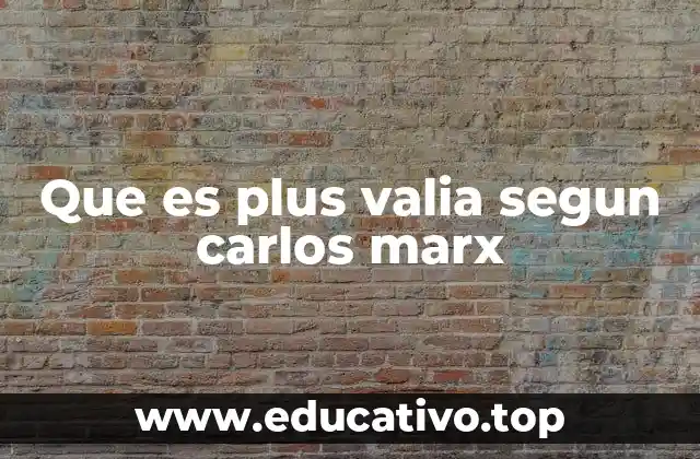 Que es plus valia segun carlos marx