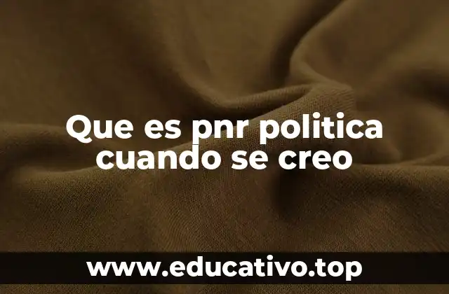 Que es pnr politica cuando se creo