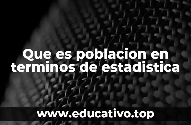 Que es poblacion en terminos de estadistica