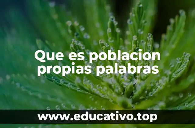 Que es poblacion propias palabras