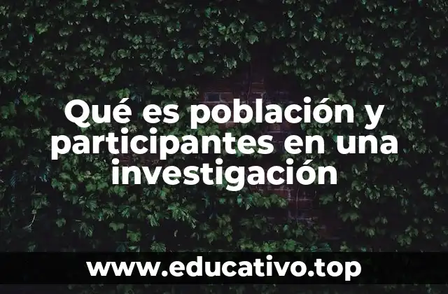 Qué es población y participantes en una investigación