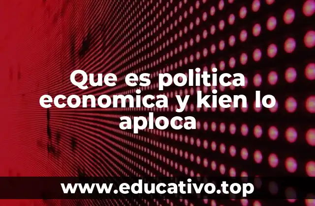 Que es politica economica y kien lo aploca