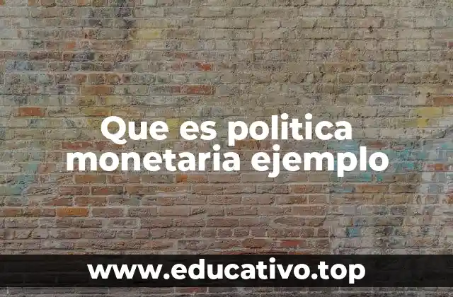 Que es politica monetaria ejemplo