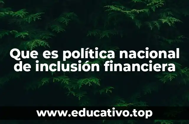 Que es política nacional de inclusión financiera