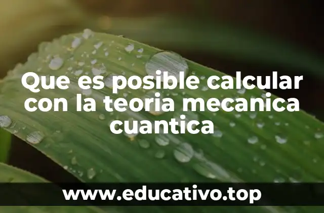 Que es posible calcular con la teoria mecanica cuantica