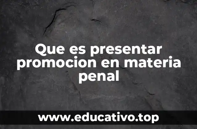 Que es presentar promocion en materia penal