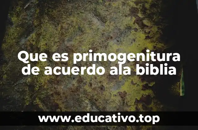 Que es primogenitura de acuerdo ala biblia