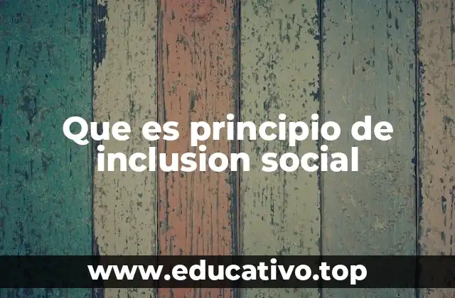 Que es principio de inclusion social