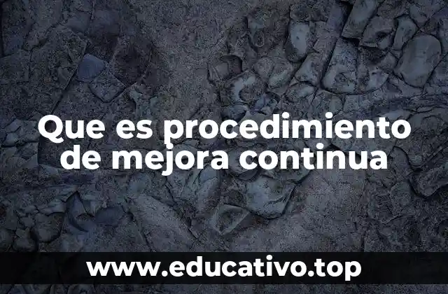 Que es procedimiento de mejora continua