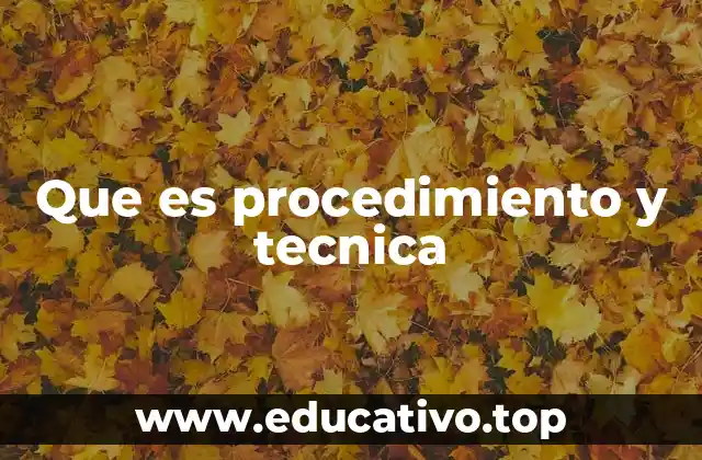 Que es procedimiento y tecnica