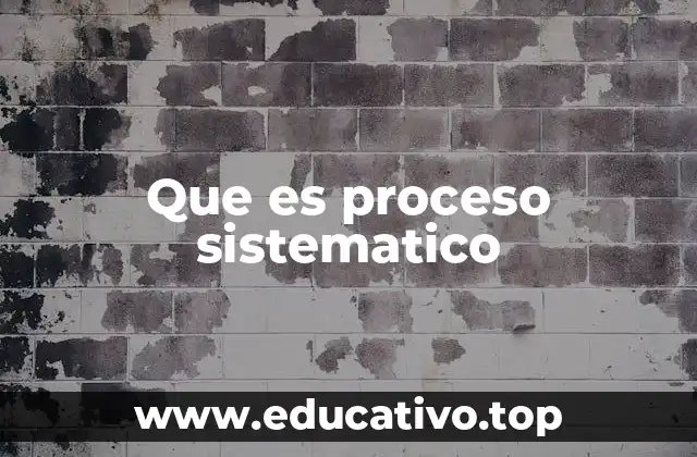 Que es proceso sistematico