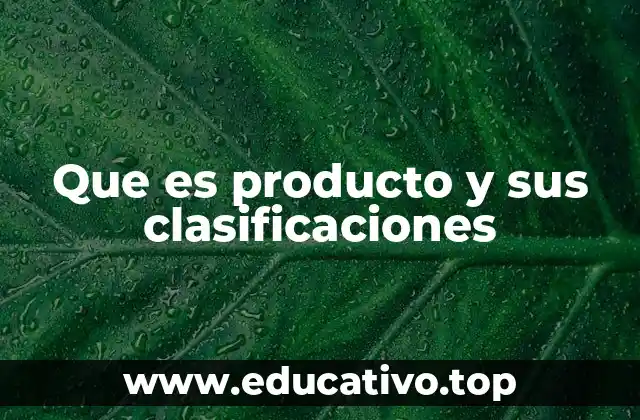 Que es producto y sus clasificaciones