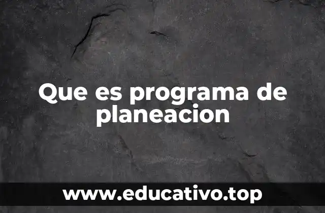 Que es programa de planeacion