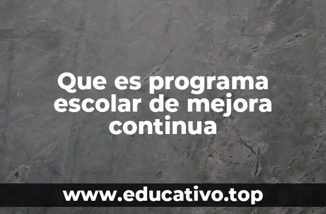 Que es programa escolar de mejora continua