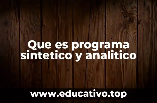 Que es programa sintetico y analitico