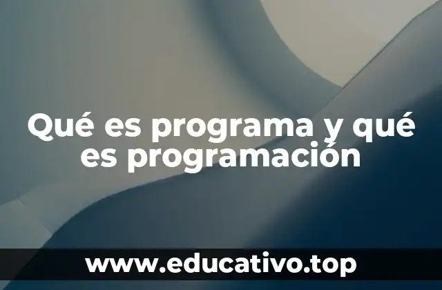 Qué es programa y qué es programación