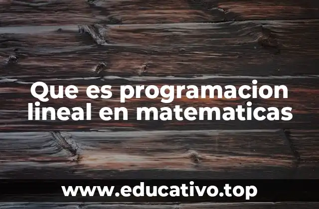 Que es programacion lineal en matematicas